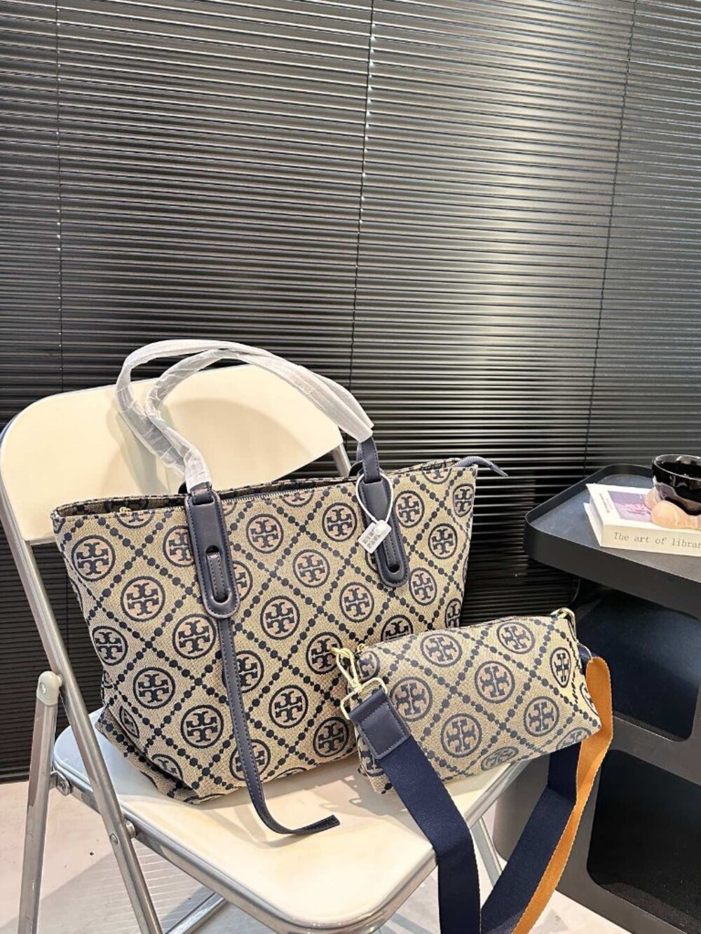 Tory Burch T Monogram Jacquard Large Zip Tote Bag